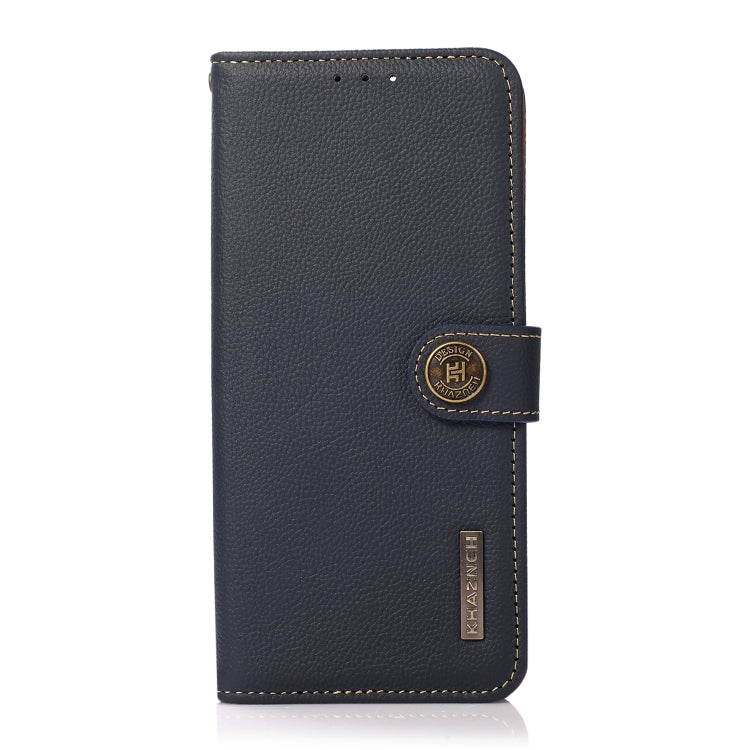 For OnePlus 13 KHAZNEH Custer Genuine Leather RFID Phone Case(Blue) - OnePlus Cases by PMC TechLife | Online Shopping South Africa | PMC TechLife | Buy Now Pay Later Mobicred