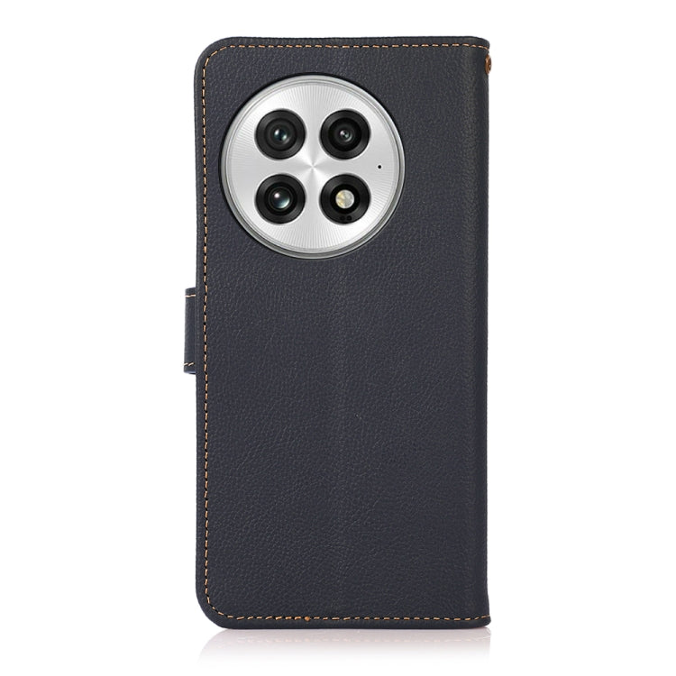 For OnePlus 13 KHAZNEH Custer Genuine Leather RFID Phone Case(Blue) - OnePlus Cases by PMC TechLife | Online Shopping South Africa | PMC TechLife | Buy Now Pay Later Mobicred