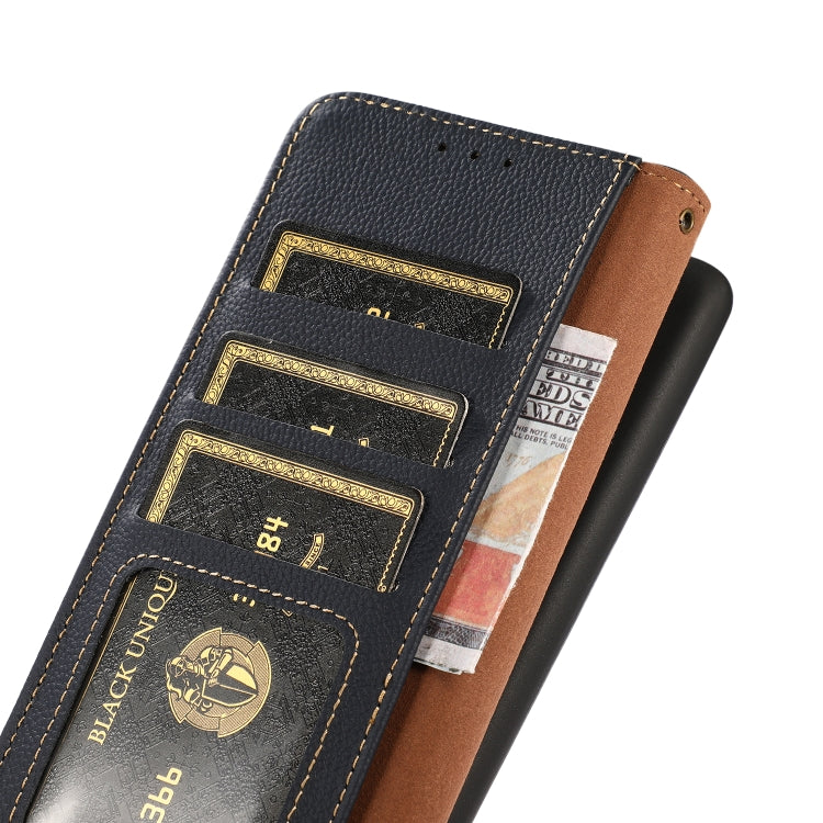 For OnePlus 13 KHAZNEH Custer Genuine Leather RFID Phone Case(Blue) - OnePlus Cases by PMC TechLife | Online Shopping South Africa | PMC TechLife | Buy Now Pay Later Mobicred