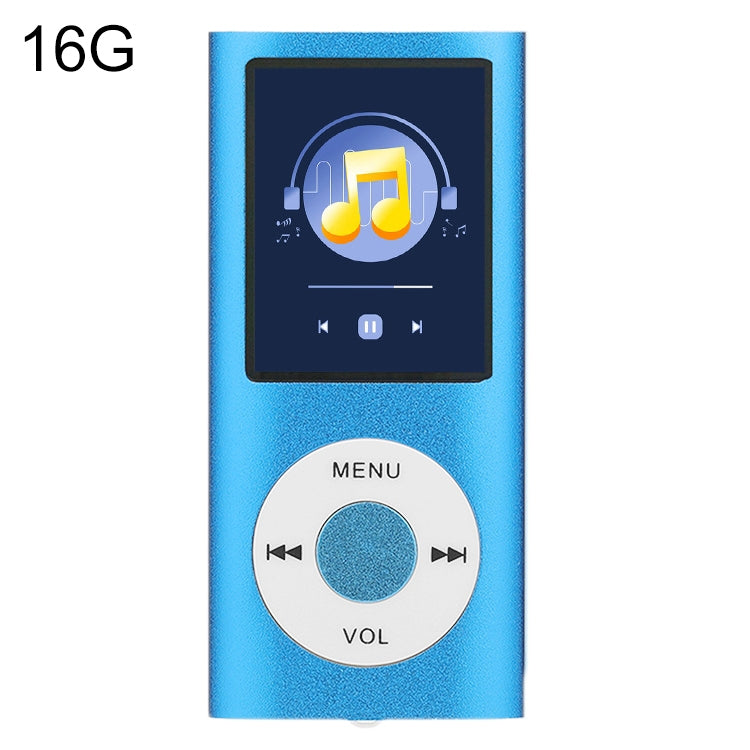 1.8 inch TFT Screen Metal MP4 Player With 16G TF Card+Earphone+Cable(Blue) - MP4 Player by PMC Jewellery | Online Shopping South Africa | PMC Jewellery | Buy Now Pay Later Mobicred