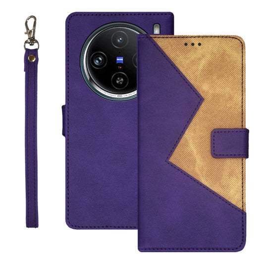 For vivo X100 Pro idewei Two-color Splicing Leather Phone Case(Purple) - X100 Pro Cases by idewei | Online Shopping South Africa | PMC Jewellery | Buy Now Pay Later Mobicred