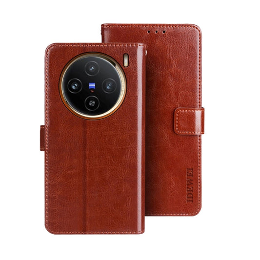 For vivo X100 idewei Crazy Horse Texture Leather Phone Case(Brown) - X100 Cases by idewei | Online Shopping South Africa | PMC Jewellery | Buy Now Pay Later Mobicred