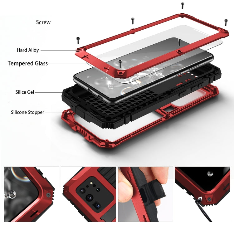 For Samsung Galaxy S20 Ultra R-JUST Waterproof Shockproof Dustproof Metal + Silicone Protective Case(Red) - free shipping - PMC TechLife - Order now!