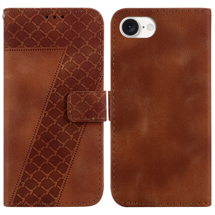 For iPhone SE 2024 Seven-shaped Embossed Leather Phone Case(Brown) - More iPhone Cases by PMC Jewellery | Online Shopping South Africa | PMC Jewellery | Buy Now Pay Later Mobicred