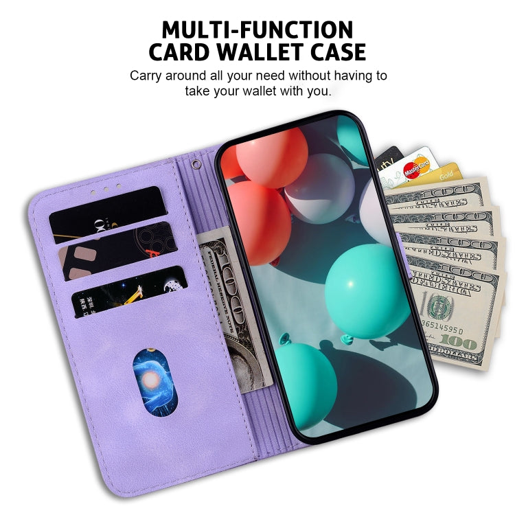 For iPhone 16 Pro Seven-shaped Embossed Leather Phone Case(Purple) - iPhone 16 Pro Cases by PMC TechLife | Online Shopping South Africa | PMC TechLife | Buy Now Pay Later Mobicred