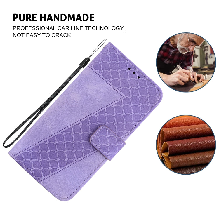 For iPhone 16 Pro Seven-shaped Embossed Leather Phone Case(Purple) - iPhone 16 Pro Cases by PMC TechLife | Online Shopping South Africa | PMC TechLife | Buy Now Pay Later Mobicred