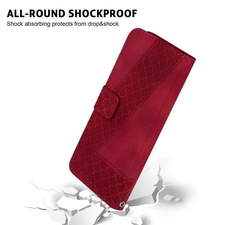 For iPhone 16 Seven-shaped Embossed Leather Phone Case(Red) - iPhone 16 Cases by PMC TechLife | Online Shopping South Africa | PMC TechLife | Buy Now Pay Later Mobicred