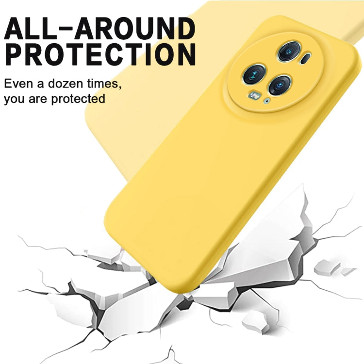 For Honor Magic5 Pro Solid Color Liquid Silicone Dropproof Full Coverage Phone Case(Yellow) - Honor Cases by PMC TechLife | Online Shopping South Africa | PMC TechLife | Buy Now Pay Later Mobicred