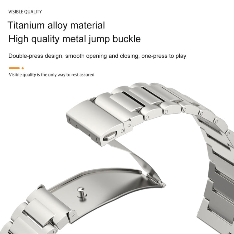 22mm Three Strains Jump Buckle Titanium Metal Watch Band(Silver) - Watch Bands by PMC TechLife | Online Shopping South Africa | PMC TechLife