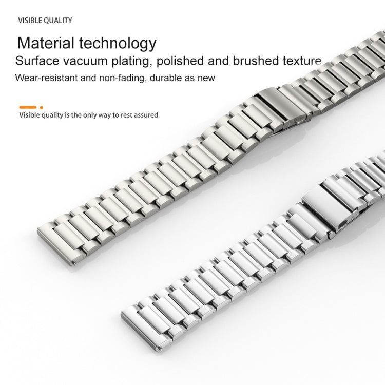 22mm Three Strains Jump Buckle Titanium Metal Watch Band(Silver) - Watch Bands by PMC TechLife | Online Shopping South Africa | PMC TechLife