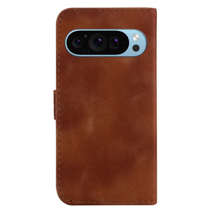 For Google Pixel 9 7-shaped Embossed Leather Phone Case(Brown) - Google Cases by PMC Jewellery | Online Shopping South Africa | PMC Jewellery | Buy Now Pay Later Mobicred