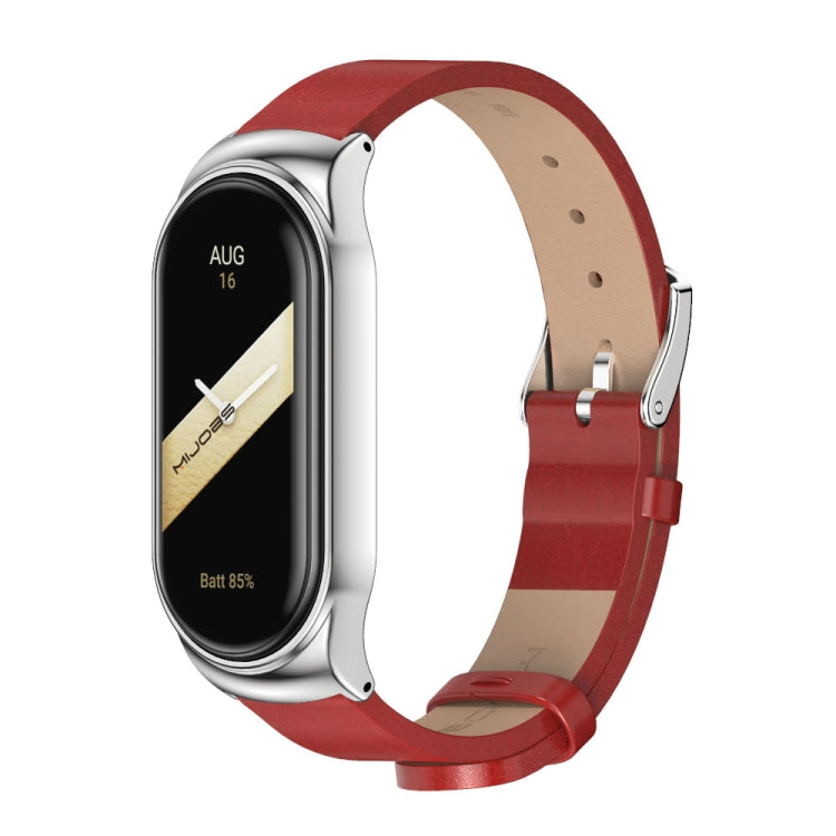 For Xiaomi Mi Band 8 Mijobs CS Case Microfiber PU Leather Watch Band(Red Silver) - free shipping - PMc TechLife - Order now!