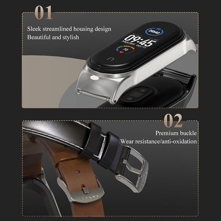 For Xiaomi Mi Band 8 Mijobs CS Case Microfiber PU Leather Watch Band(Black Silver) - free shipping - PMc TechLife - Order now!