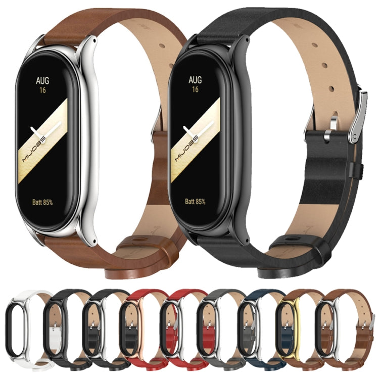 For Xiaomi Mi Band 8 Mijobs Plus Case Microfiber PU Leather Watch Band(Brown Silver) - free shipping - PMc TechLife - Order now!