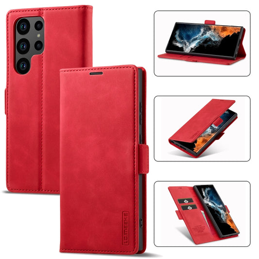 For Samsung Galaxy S24 Ultra 5G LC.IMEEKE Strong Magnetism Microfiber Leather Phone Case(Red) - Galaxy S24 Ultra 5G Cases by LC.IMEEKE | Online Shopping South Africa | PMC Jewellery | Buy Now Pay Later Mobicred