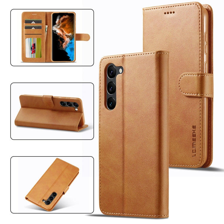 For Samsung Galaxy S24+ 5G LC.IMEEKE Calf Texture Leather Phone Case(Brown) - Galaxy S24+ 5G Cases by LC.IMEEKE | Online Shopping South Africa | PMC Jewellery | Buy Now Pay Later Mobicred