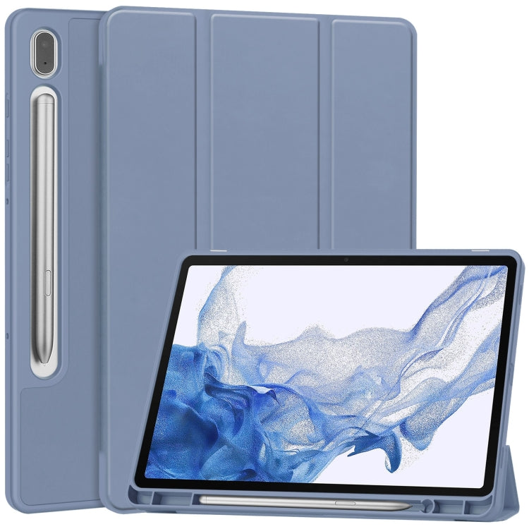 For Samsung Galaxy Tab S9 3-Fold Pure Color TPU Smart Leather Tablet Case with Pen Slot(Lavender) - Galaxy Tab S9 Cases by PMC Jewellery | Online Shopping South Africa | PMC Jewellery | Buy Now Pay Later Mobicred