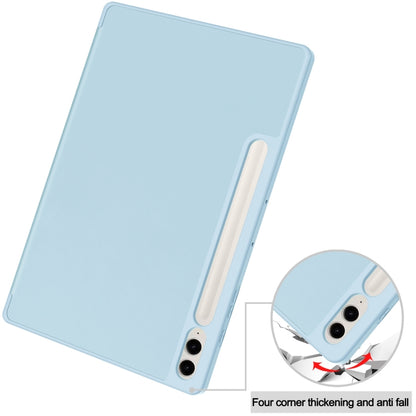 For Samsung Galaxy Tab S9 FE+ / S10+ 3-Fold Pure Color TPU Smart Leather Tablet Case with Pen Slot(Light Blue) - Galaxy Tab S9 FE+ by PMC Jewellery | Online Shopping South Africa | PMC Jewellery | Buy Now Pay Later Mobicred