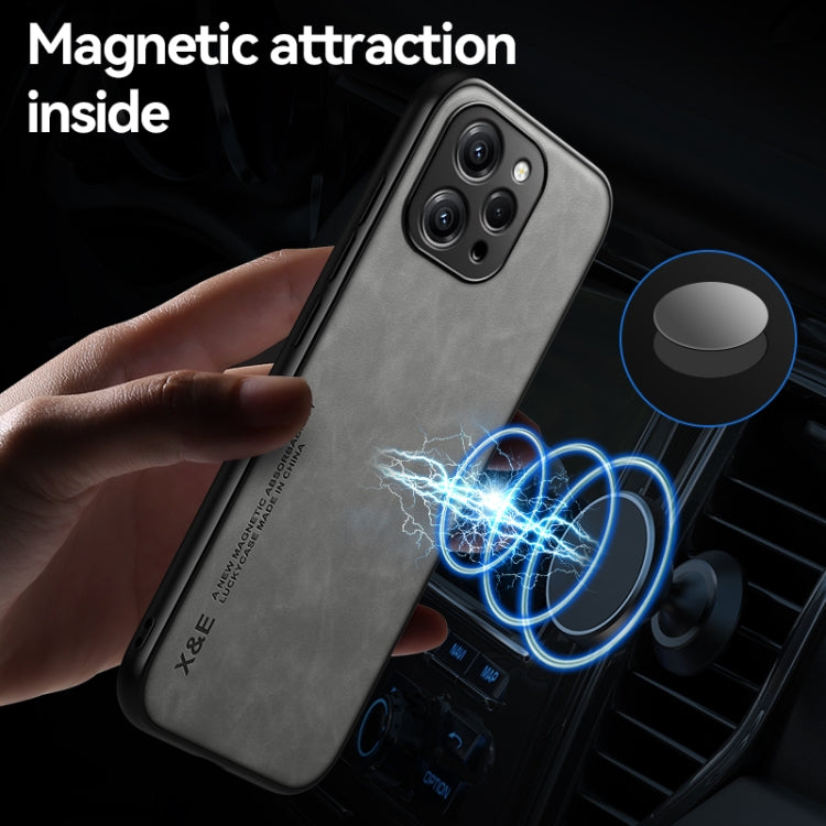 For Xiaomi Redmi 12 4G Skin Feel Magnetic Leather Back Phone Case(Light Grey) - Xiaomi Cases by PMC Jewellery | Online Shopping South Africa | PMC Jewellery | Buy Now Pay Later Mobicred