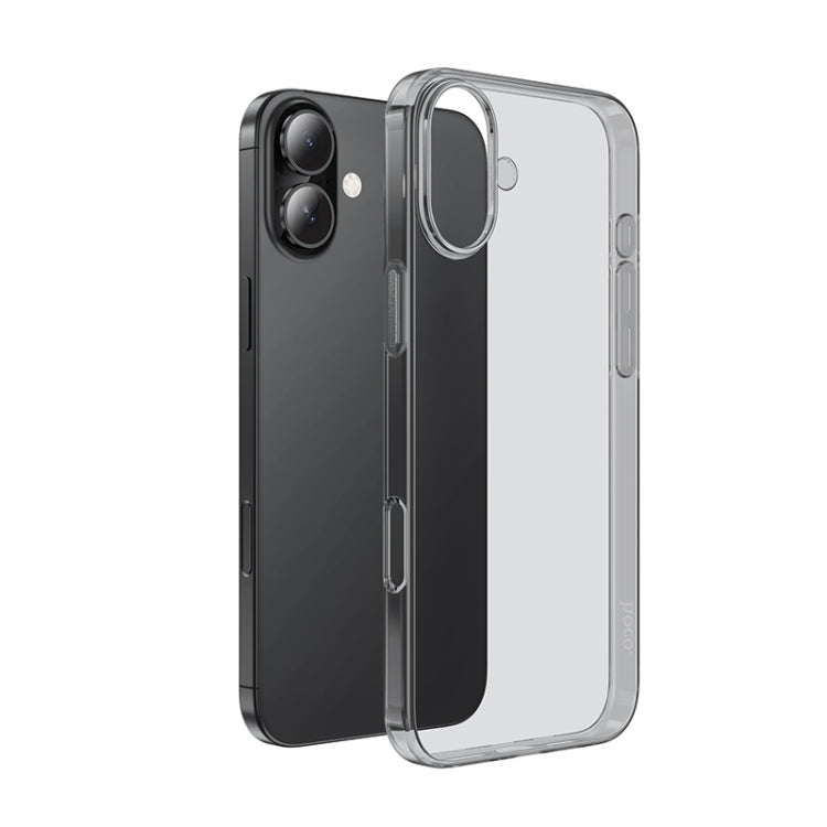 For iPhone 16 hoco Light Series Soft TPU Phone Case(Transparent Black) - iPhone 16 Cases by hoco | Online Shopping South Africa | PMC Jewellery | Buy Now Pay Later Mobicred