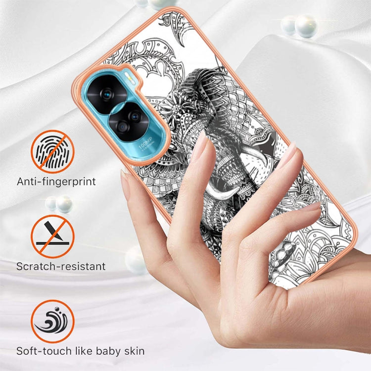 For Honor 90 Lite 5G Electroplating Marble Dual-side IMD Phone Case(Totem Elephant) - Honor Cases by PMC TechLife | Online Shopping South Africa | PMC TechLife | Buy Now Pay Later Mobicred