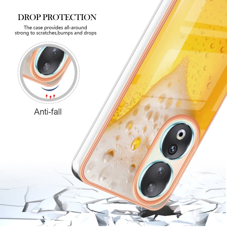 For Honor 90 5G Electroplating Marble Dual-side IMD Phone Case(Draft Beer) - Honor Cases by PMC TechLife | Online Shopping South Africa | PMC TechLife | Buy Now Pay Later Mobicred