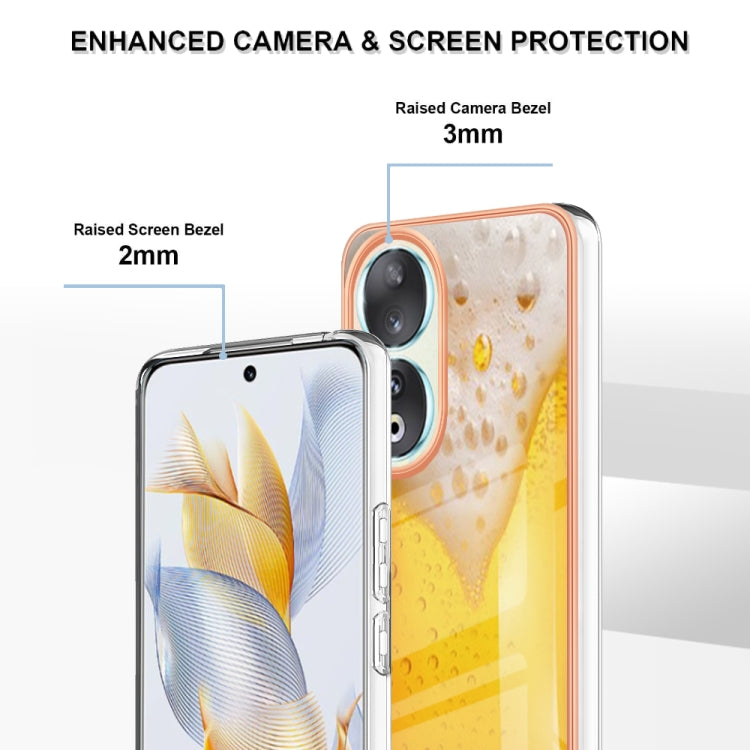 For Honor 90 5G Electroplating Marble Dual-side IMD Phone Case(Draft Beer) - Honor Cases by PMC TechLife | Online Shopping South Africa | PMC TechLife | Buy Now Pay Later Mobicred