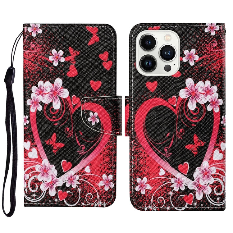 For iPhone 16 Pro 3D Colored Drawing Flip Leather Phone Case(Red Heart) - iPhone 16 Pro Cases by PMC TechLife | Online Shopping South Africa | PMC TechLife | Buy Now Pay Later Mobicred