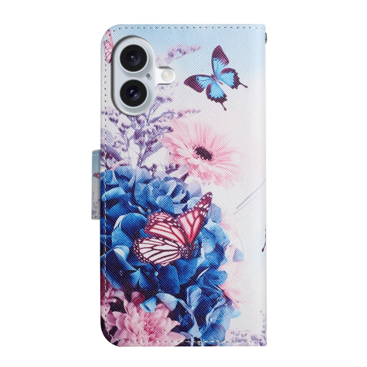 For iPhone 16 Plus 3D Colored Drawing Flip Leather Phone Case(Purple butterfly) - iPhone 16 Plus Cases by PMC Jewellery | Online Shopping South Africa | PMC Jewellery | Buy Now Pay Later Mobicred