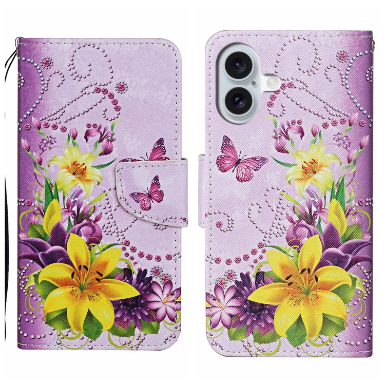 For iPhone 16 3D Colored Drawing Flip Leather Phone Case(Yellow Flowers) - iPhone 16 Cases by PMC TechLife | Online Shopping South Africa | PMC TechLife | Buy Now Pay Later Mobicred