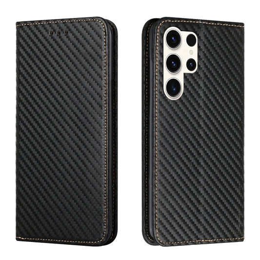 For Samsung Galaxy S24 Ultra 5G Carbon Fiber Texture Flip Holder Leather Phone Case(Black) - Galaxy S24 Ultra 5G Cases by PMC Jewellery | Online Shopping South Africa | PMC Jewellery