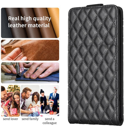 For Redmi Note 12 5G Global Diamond Lattice Vertical Flip Leather Phone Case(Black) - Xiaomi Cases by PMC Jewellery | Online Shopping South Africa | PMC Jewellery | Buy Now Pay Later Mobicred