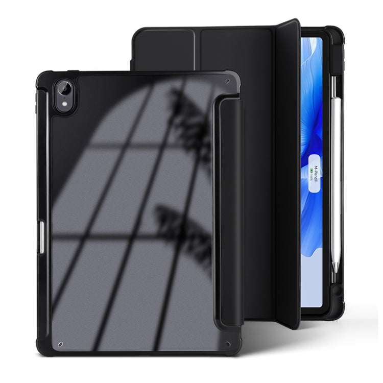 For Huawei MatePad Air 11.5 inch 3-Fold Clear Acrylic Leather Tablet Case(Black) - Huawei by PMC TechLife | Online Shopping South Africa | PMC TechLife | Buy Now Pay Later Mobicred