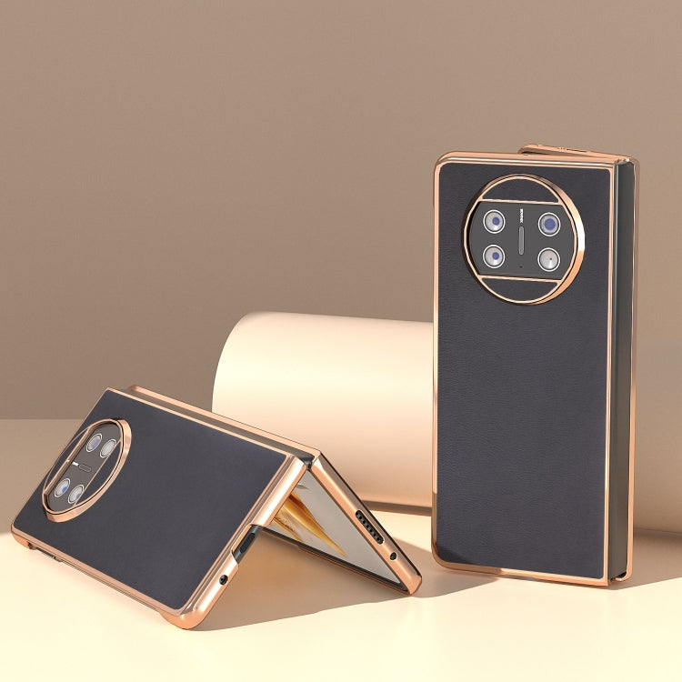 For Huawei Mate X3 Electroplating Haze Texture PU Phone Case(Black) - Huawei Cases by PMC TechLife | Online Shopping South Africa | PMC TechLife