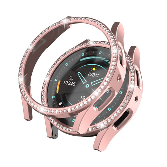 For Samsung Galaxy Watch 6 44mm Diamond Hollow PC Watch Protective Case(Pink) - Watch Cases by PMC Jewellery | Online Shopping South Africa | PMC Jewellery