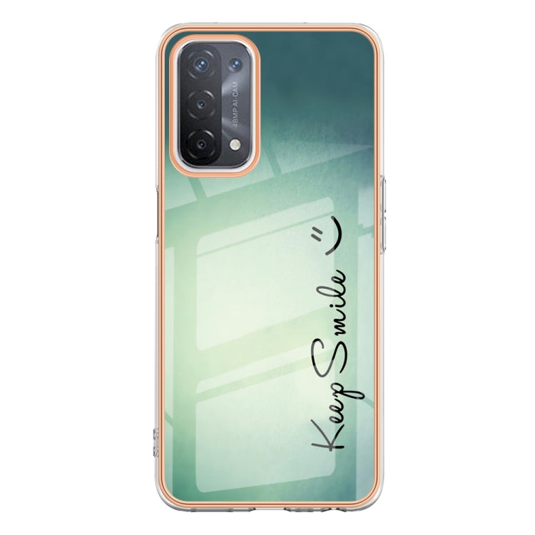For OPPO A74 / A93 5G / A54 5G / A93s 5G Electroplating Marble Dual-side IMD Phone Case(Smile) - OPPO Cases by PMC TechLife | Online Shopping South Africa | PMC TechLife | Buy Now Pay Later Mobicred