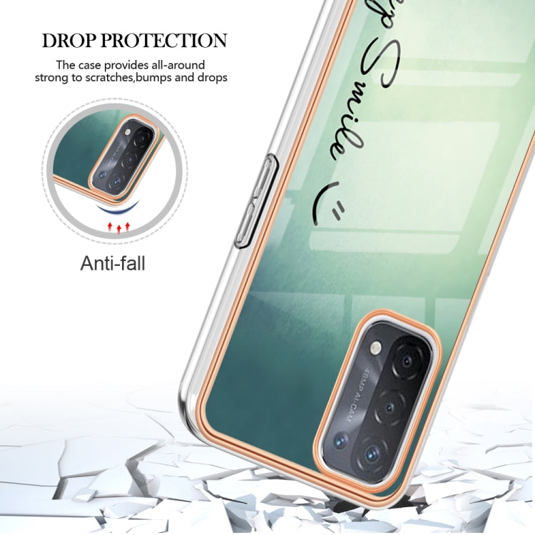 For OPPO A74 / A93 5G / A54 5G / A93s 5G Electroplating Marble Dual-side IMD Phone Case(Smile) - OPPO Cases by PMC TechLife | Online Shopping South Africa | PMC TechLife | Buy Now Pay Later Mobicred