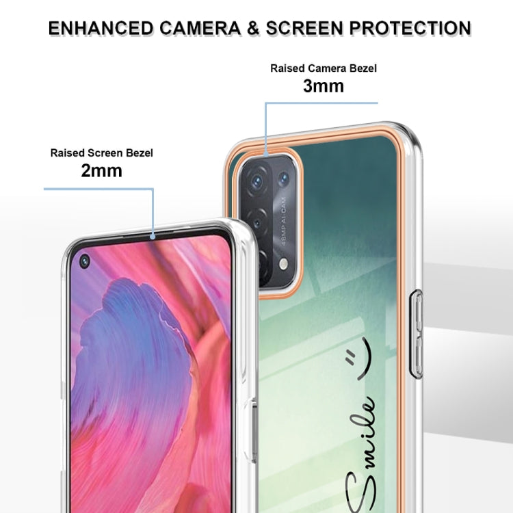 For OPPO A74 / A93 5G / A54 5G / A93s 5G Electroplating Marble Dual-side IMD Phone Case(Smile) - OPPO Cases by PMC TechLife | Online Shopping South Africa | PMC TechLife | Buy Now Pay Later Mobicred