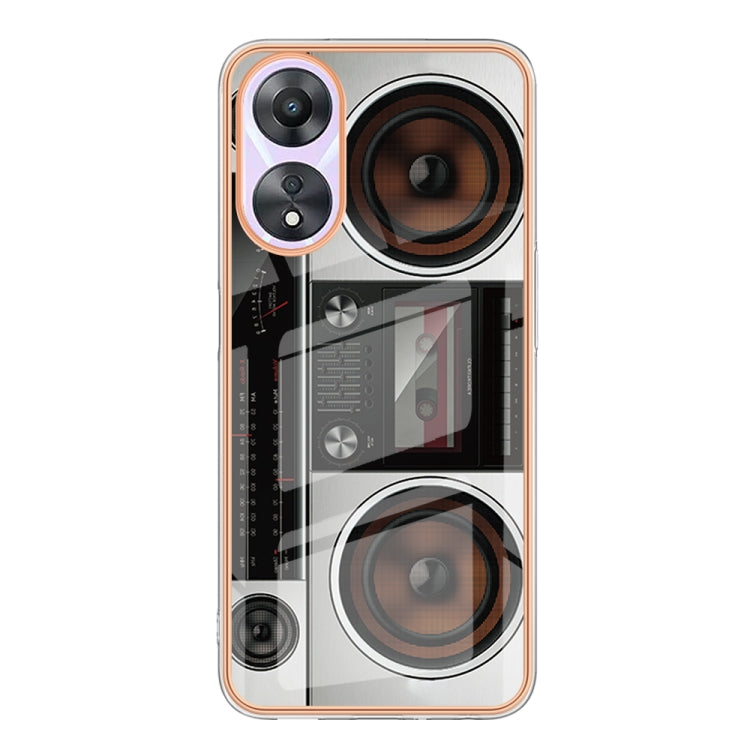For OPPO A78 / A58 Electroplating Marble Dual-side IMD Phone Case(Retro Radio) - OPPO Cases by PMC Jewellery | Online Shopping South Africa | PMC Jewellery | Buy Now Pay Later Mobicred