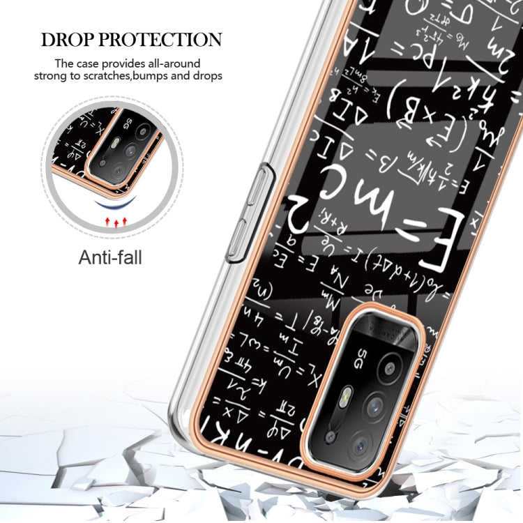 For OPPO A94 5G / A95 5G Electroplating Marble Dual-side IMD Phone Case(Equation) - OPPO Cases by PMC Jewellery | Online Shopping South Africa | PMC Jewellery | Buy Now Pay Later Mobicred