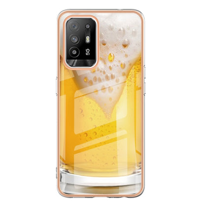 For OPPO A94 5G / A95 5G Electroplating Marble Dual-side IMD Phone Case(Draft Beer) - OPPO Cases by PMC Jewellery | Online Shopping South Africa | PMC Jewellery | Buy Now Pay Later Mobicred