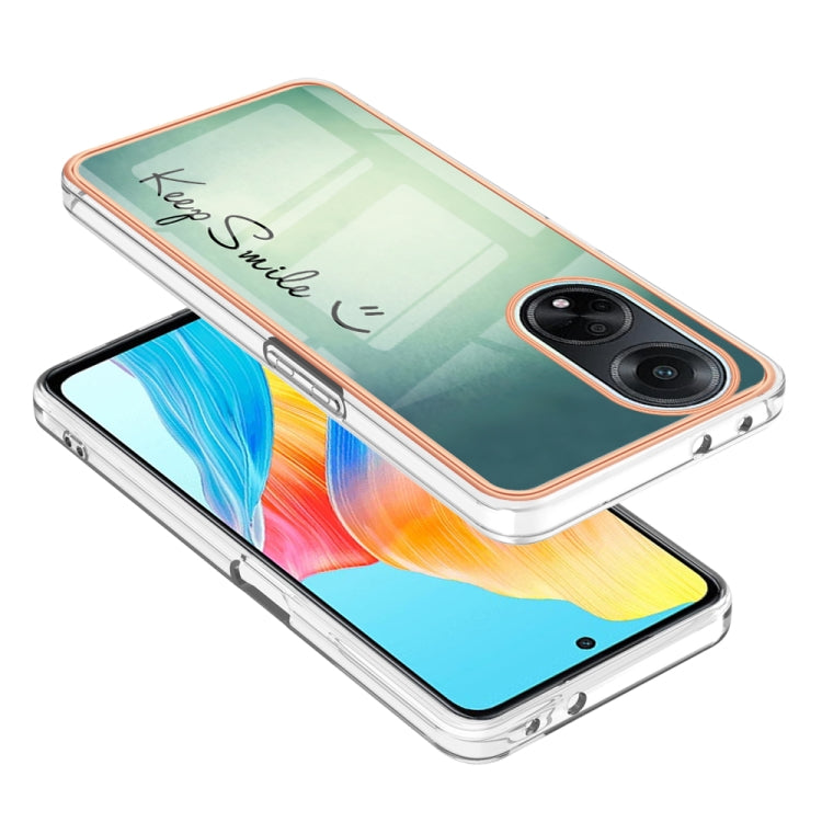 For OPPO A98 Electroplating Marble Dual-side IMD Phone Case(Smile) - OPPO Cases by PMC Jewellery | Online Shopping South Africa | PMC Jewellery | Buy Now Pay Later Mobicred
