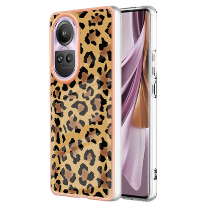 For OPPO Reno10 Pro 5G Global Electroplating Marble Dual-side IMD Phone Case(Leopard Print) - OPPO Cases by PMC Jewellery | Online Shopping South Africa | PMC Jewellery | Buy Now Pay Later Mobicred