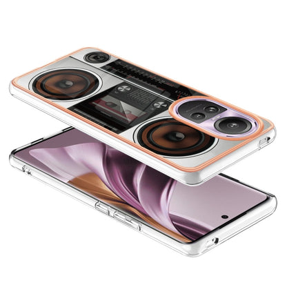 For OPPO Reno10 Pro 5G Global Electroplating Marble Dual-side IMD Phone Case(Retro Radio) - OPPO Cases by PMC Jewellery | Online Shopping South Africa | PMC Jewellery | Buy Now Pay Later Mobicred