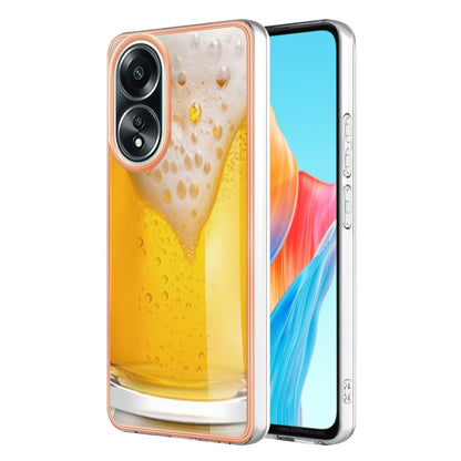For OPPO A58 4G Electroplating Marble Dual-side IMD Phone Case(Draft Beer) - OPPO Cases by PMC Jewellery | Online Shopping South Africa | PMC Jewellery | Buy Now Pay Later Mobicred
