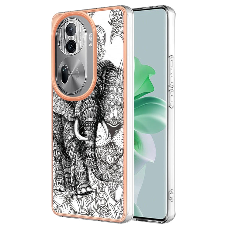 For OPPO Reno11 Pro 5G Global Electroplating Marble Dual-side IMD Phone Case(Totem Elephant) - Reno11 Pro Cases by PMC Jewellery | Online Shopping South Africa | PMC Jewellery | Buy Now Pay Later Mobicred