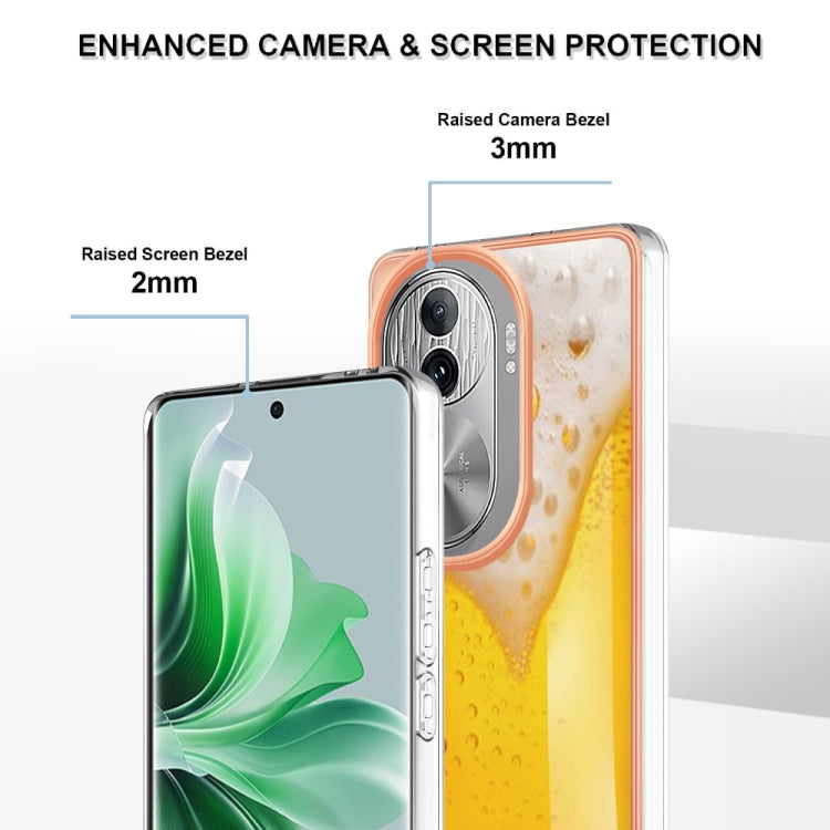 For OPPO Reno11 Pro 5G Global Electroplating Marble Dual-side IMD Phone Case(Draft Beer) - Reno11 Pro Cases by PMC Jewellery | Online Shopping South Africa | PMC Jewellery | Buy Now Pay Later Mobicred