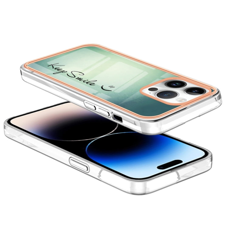 For iPhone 16 Pro Max Electroplating Marble Dual-side IMD Phone Case(Smile) - iPhone 16 Pro Max Cases by PMC TechLife | Online Shopping South Africa | PMC TechLife | Buy Now Pay Later Mobicred