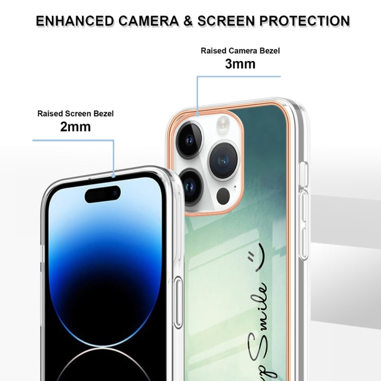 For iPhone 16 Pro Max Electroplating Marble Dual-side IMD Phone Case(Smile) - iPhone 16 Pro Max Cases by PMC TechLife | Online Shopping South Africa | PMC TechLife | Buy Now Pay Later Mobicred