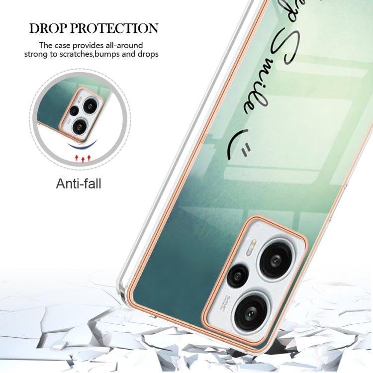 For Xiaomi Poco F5 / Redmi Note 12 Turbo Electroplating Marble Dual-side IMD Phone Case(Smile) - Xiaomi Cases by PMC TechLife | Online Shopping South Africa | PMC TechLife | Buy Now Pay Later Mobicred